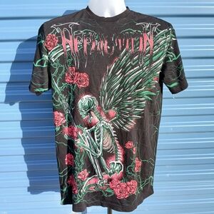 Affliction Black and Red Graphic Tee